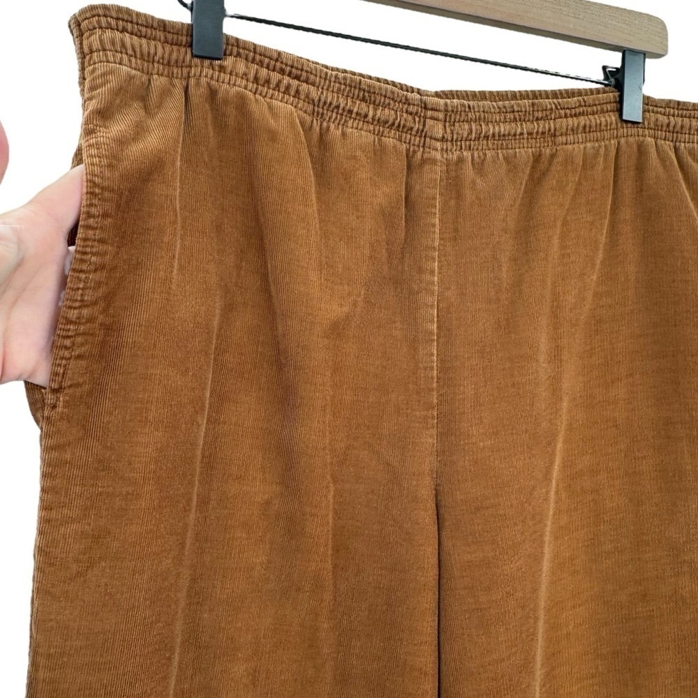 Women's Vintage 80s Izod Lacoste Corduroy Pants Pull On Drawstring Rust Brown L - Picture 4 of 11